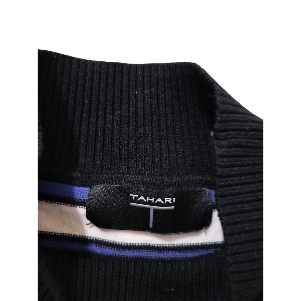 TAHARI Women's Stripes Mock Neck Blue White Sweatshirt Top Long Sleeve Size L - Picture 11 of 12